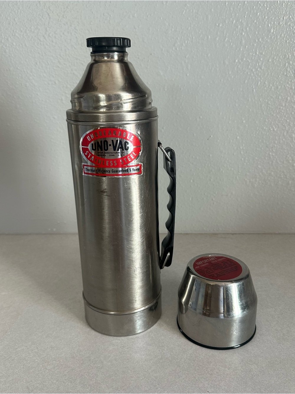 Vintage Uno-Vac MADE IN THE USA Unbreakable Stainless Steel Thermos 32oz